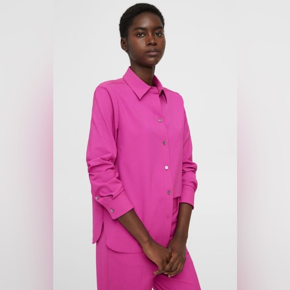 Theory Pink Collared Button Down Blouse SZ P - Picture 1 of 6